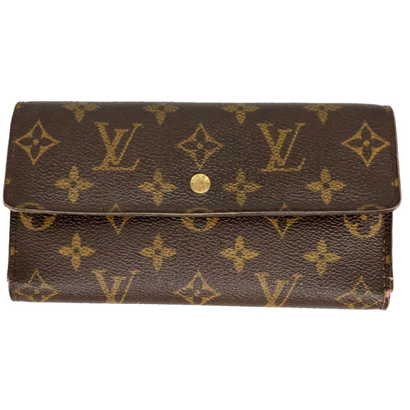 Louis Vuitton Wallet Clutch Womens Brown Pebbled Leather Snap Pockets Logo - Picture 1 of 10